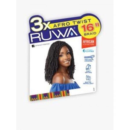 Sensationnel RuWA SB 3X AFRO TWIST 16 Braid Crochet Hair Flame Resistant Synthetic Fiber