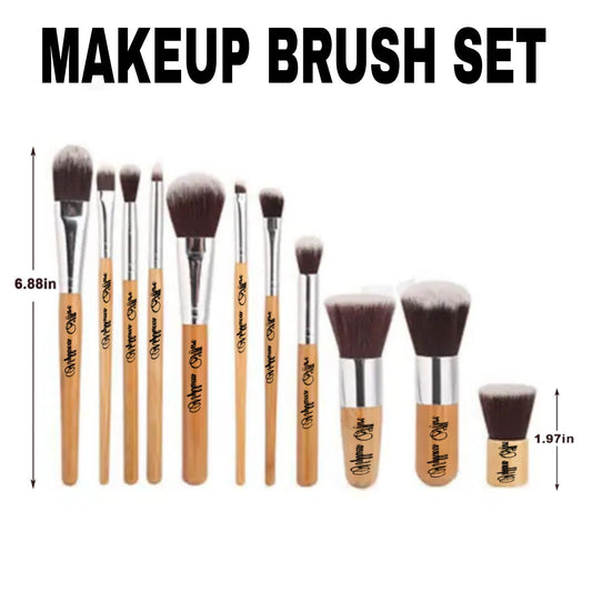 NykkueenAllure Makeup Brush Set 11 Pcs Bamboo Brush Set